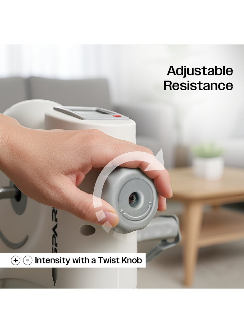 Sparnod Fitness SMB-525 Arm & Leg Mini Exercise Bike with LCD Display, Adjustable Resistance, Portable Under Desk Pedal Exerciser for Home & Office Workout, Compact Steel Frame, 120kg Capacity - Image 4